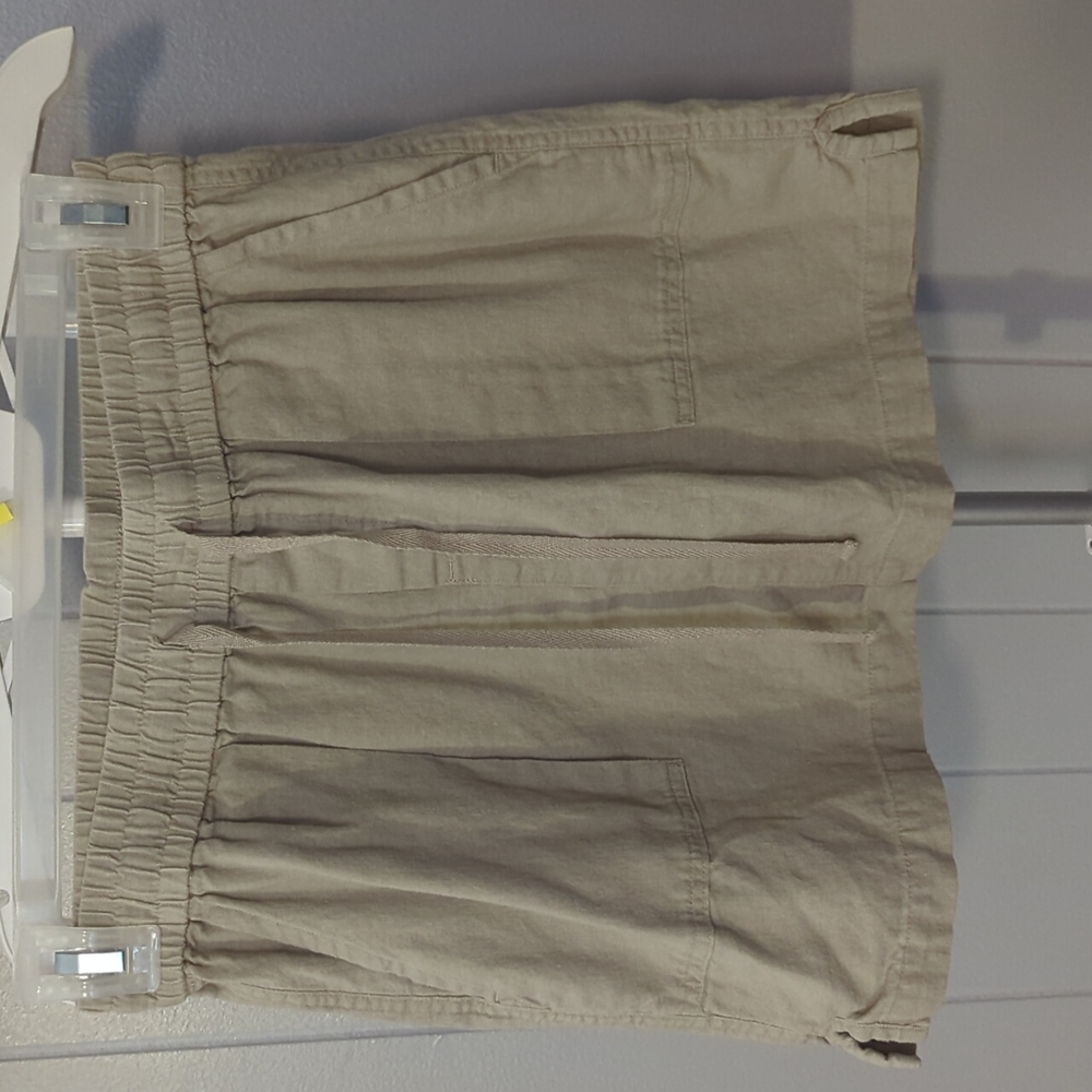 Tan linen blend skirt